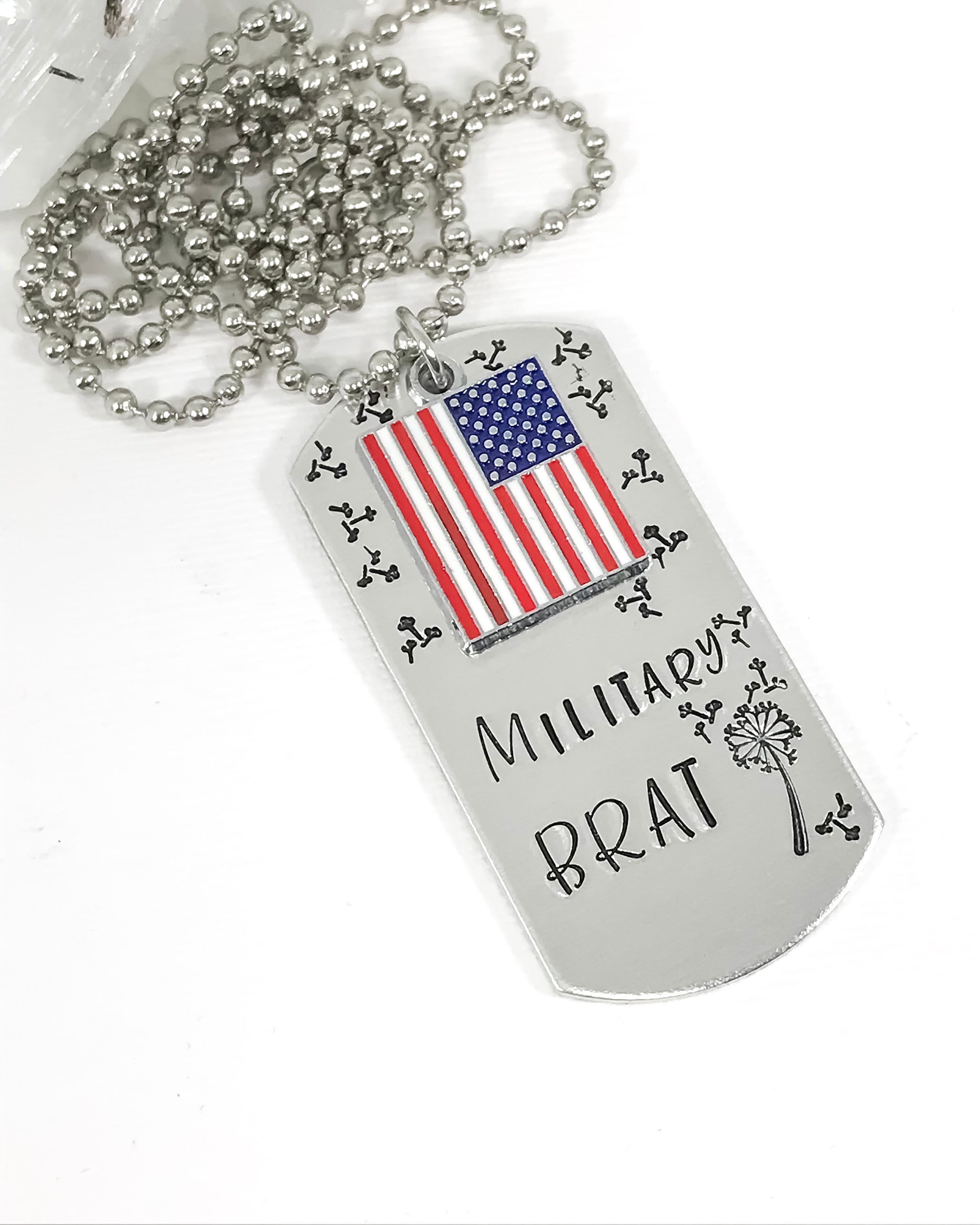Brat Name Tag Necklaces - Custom Name Necklace For Her, Him, Friends, Family - Stainless Steel - View #2