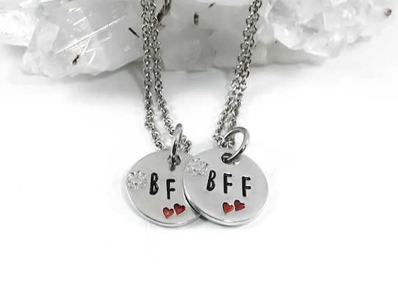 Heart Pendant Best Friends Forever Necklace Piece Silver