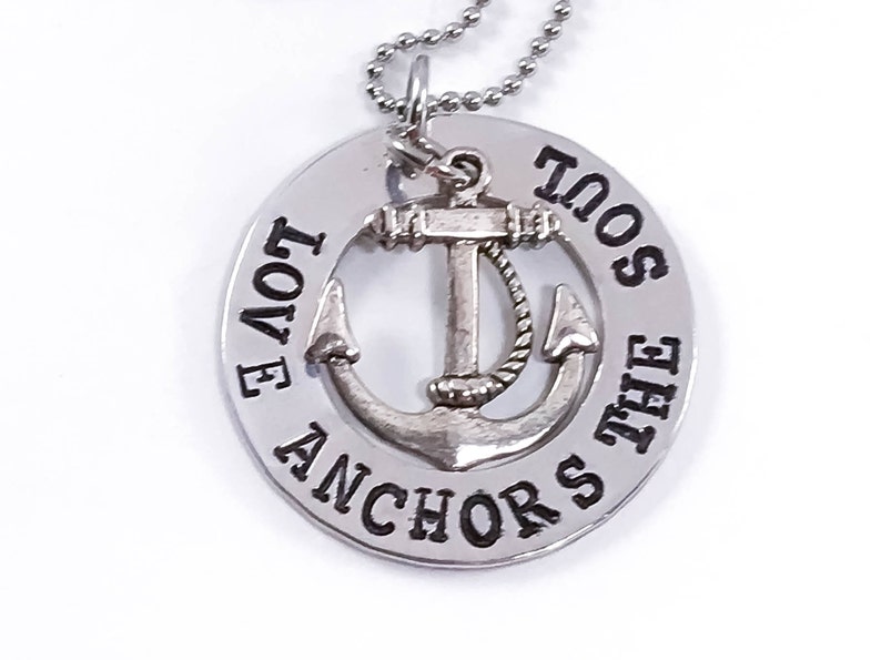 Love Anchors The Soul Necklace Personalized Hand Stamped Etsy