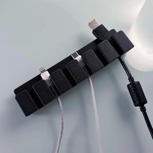 Premium Carbon Fiber Cable and Cord Organizer For Office | Desk Cable Management | Multiple Slots Cable Holder