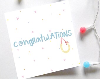 Congratulations horseshoe wedding card