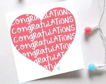 Congratulations love heart wedding card