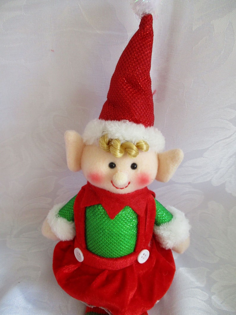 Vintage style Christmas Elf Girl Elf Xmas Elf Sitting Elf | Etsy