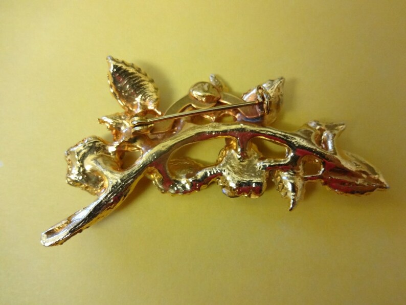 Vintage Lilac Rhinestone Flower Brooch Enamel Brooch Rhinestone Flower Brooch