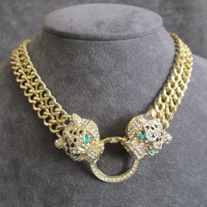 Vintage style Panther Necklace, Leopard Necklace, Statement Panther Necklace, Diamante Panther Necklace, Statement Necklace, Art Deco, NE/46