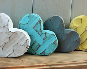 chunky wooden heart - chunky heart - rustic decor - chunky decor - shelf sitter - shelf sitter wood - rustic heart decor - primitive heart