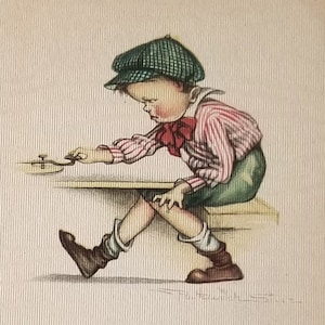 Valentine Postcard Artist Welch Little Boy Fast Operator