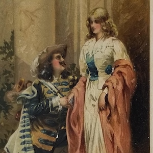 Romance Postcard Rococo Dressed Couple Frenchman Asking for Woman&#39;s Hand PFB 7680