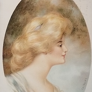 Artist Postcard G L Pew NY Series 2221 Portrait of Beautiful Blonde Haired Woman with Roses Side View