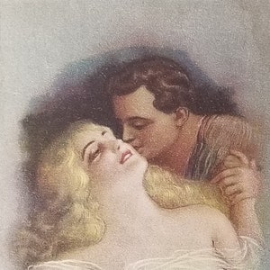 Romance Postcard Italian Artist Guerzoni Romantic Couple Embracing 1900s