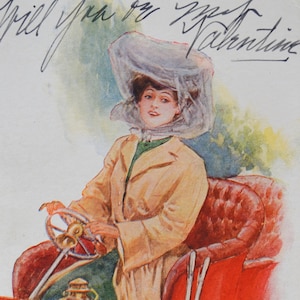 Artist Postcard Archie Gunn Miss Detroit Woman Driving Car