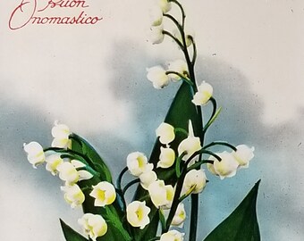 Birthday Flower Postcard Italian Name Day Lily of the Valley Series 814 Made in Italy