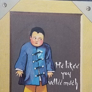 Valentine Postcard Artist Curtis Asian Boy in Blue