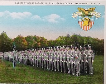 NY Scenic Postcard Cadets Dress Parade U.S. Military Academy West Point New York