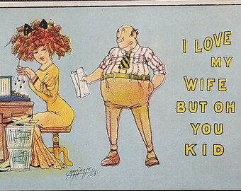 Comic Postcard Artist Carmichaels Boss & Secretary I Love my Wife But Oh You Kid