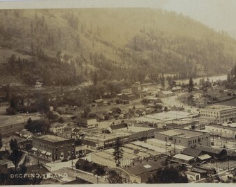 Orofino Idaho RPPC: Vintage Bird's Eye View Postcard