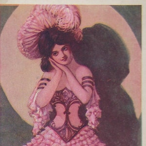 Artist Postcard Woman in Pink Pierrot Style Dress Signed Edward Waskow