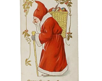 Antique Santa Postcard | Raphael Tuck & Sons Series 102 | Red Robe Father Christmas