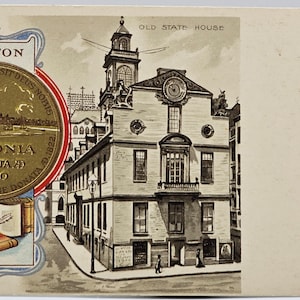 Massachusetts Postcard MA Raphael Tuck Early Private Mailing Undivided Back Unused Heraldic 5015 Old State House