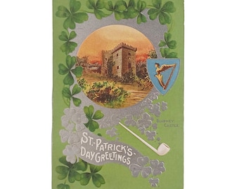 Saint Patrick's Day Postcard Blarney Castle Series 5315 Silver Clovers