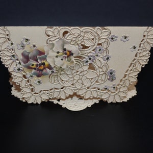 Antique Valentine Card Paper Lace Die Cut Embossed image 2