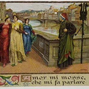 Art Postcard The Meeting of Dante and Beatrice Henry Holiday