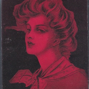 Artist Postcard D Hillson Edwardian Woman 1907 Red Black American Beauties Series 4100