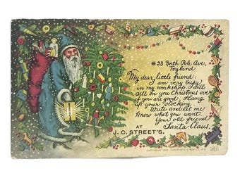 Antique 1906 Christmas Postcard Blue Robe Santa Claus Letter | Tower Mfg Co Undivided Back Post Card