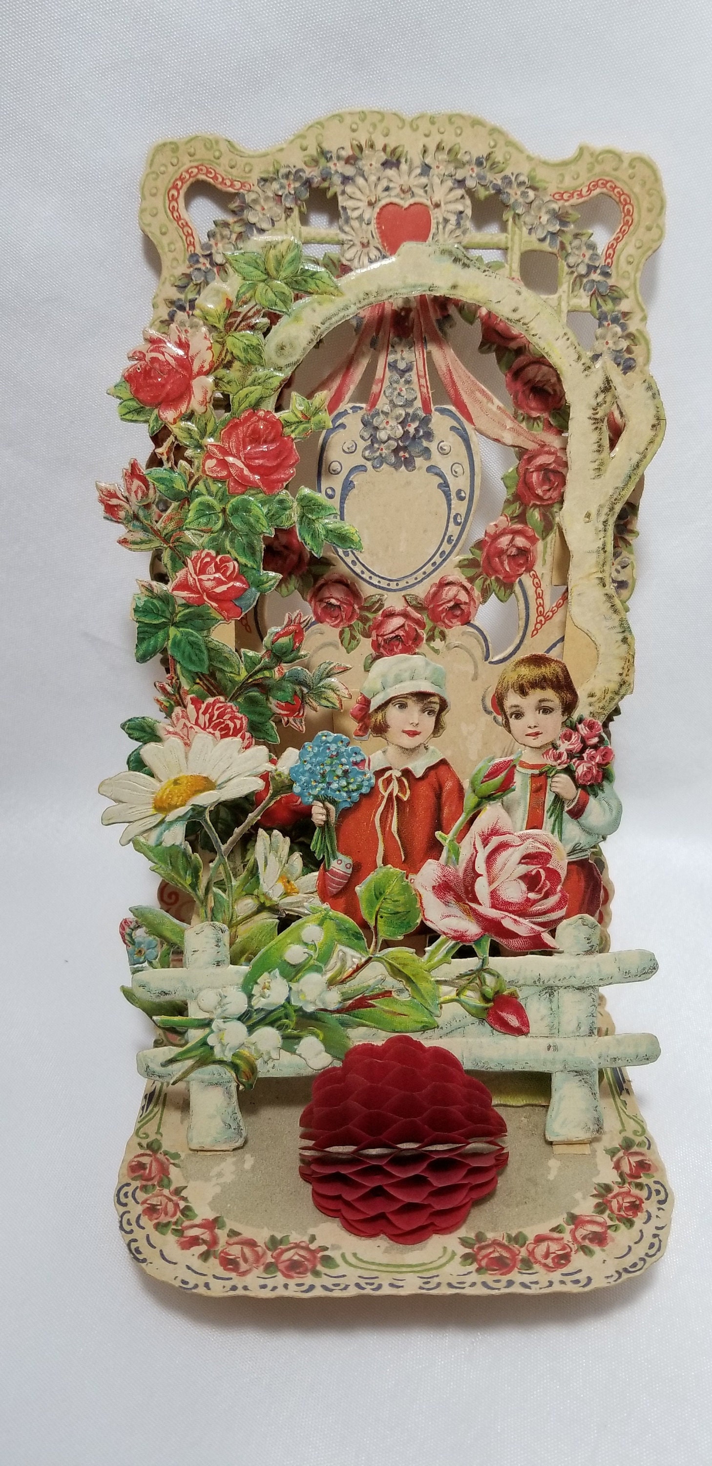 Vintage Antique Die Cut Valentine Card Mechanical Dog Dressed and Play -  ChristiesCurios