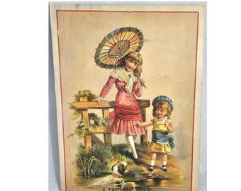 Advertising Trade Card Publishing Co Children & Dog Friends