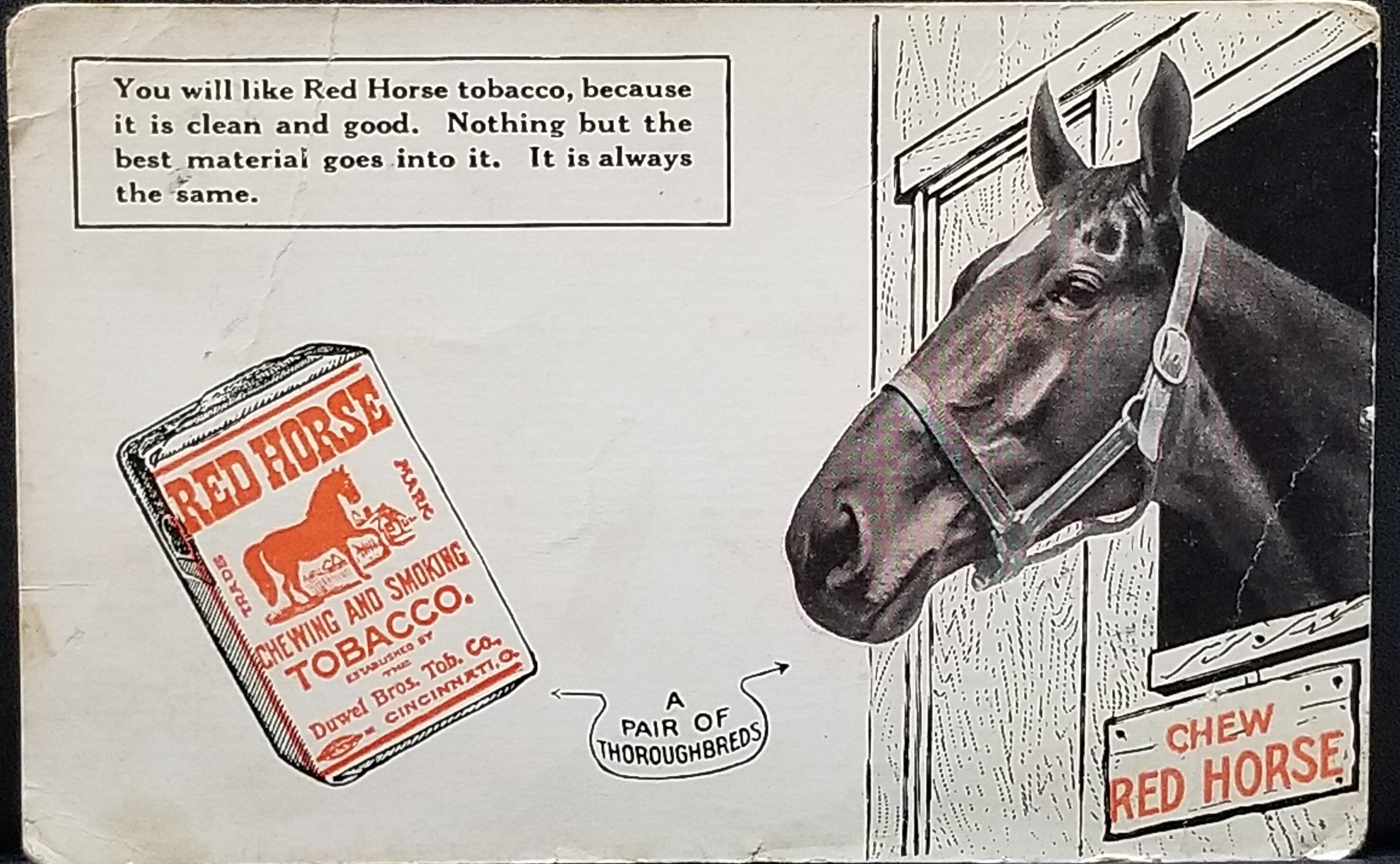 Advertising Postcard for Red Horse Tobacco 1900s Card
