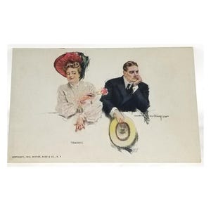Howard Chandler Christy Postcard: Romantic Couple, &quot;Teasing&quot; (1908)