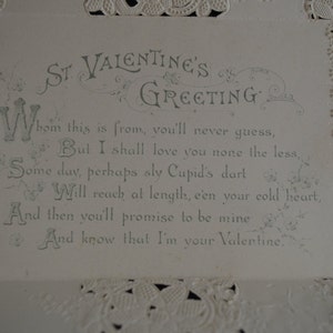 Antique Valentine Card Paper Lace Die Cut Embossed image 3