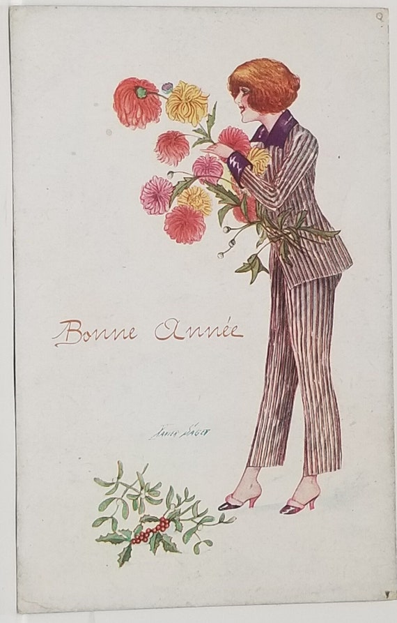 Vintage Canada 'Happy New Years' card, photo and dried flowers c. 1910 Vintage Canada 'Happy New Years' card, photo and dried flowers c. 1910