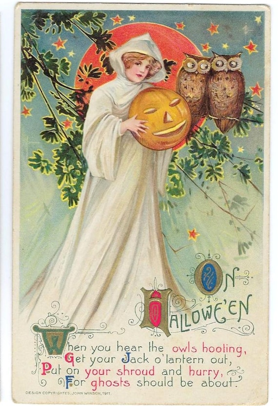 Halloween Postcard Samuel Schmucker Design John Winsch Etsy