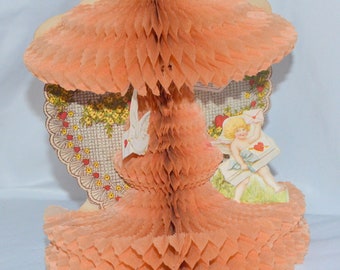 Beistle Honeycomb Valentine Card Cupid with Package