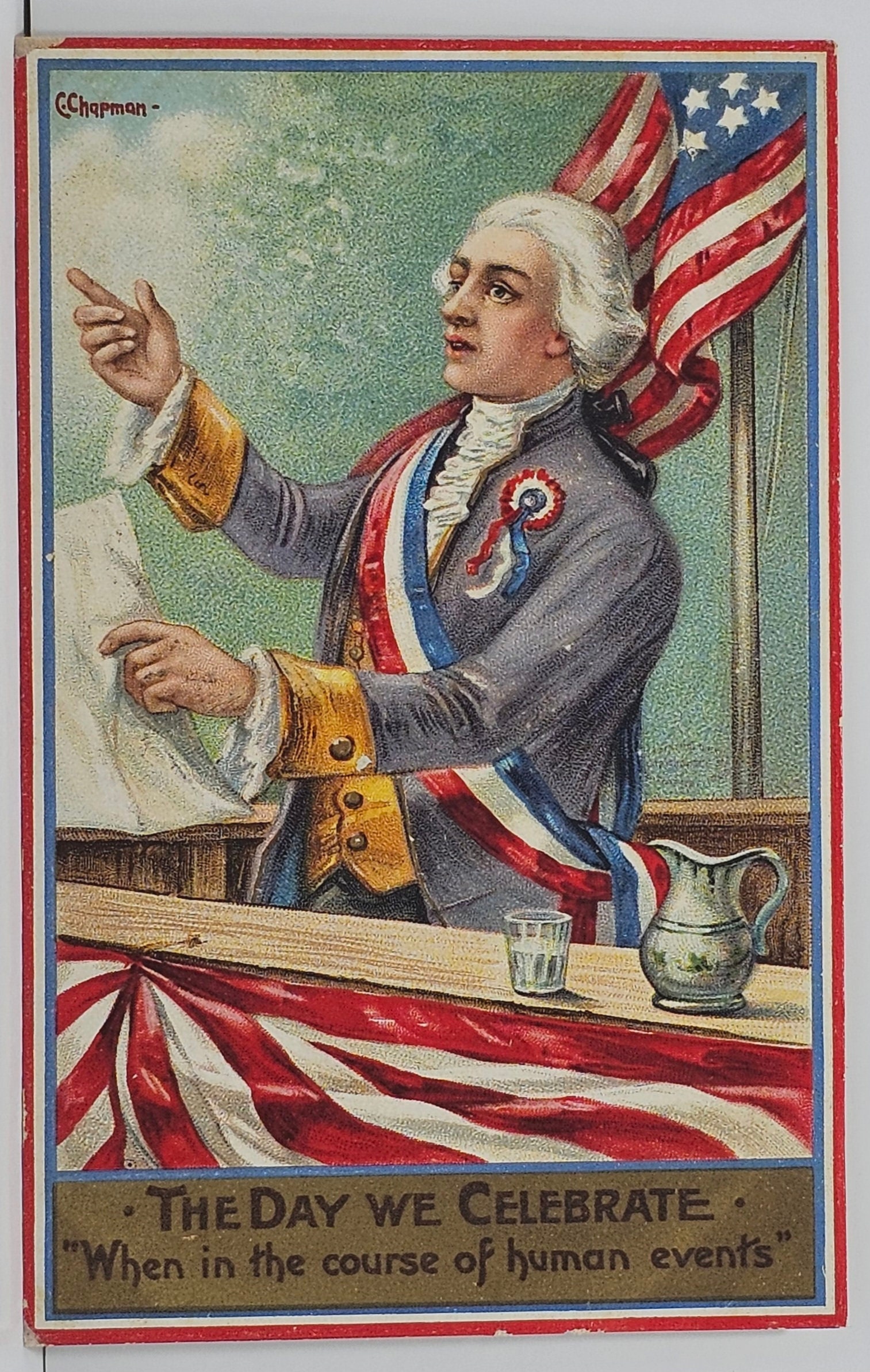 Patriotic Postcard George Washington on Balcony With American Flag Artist  Chapman - Etsy, image size:1513x2383