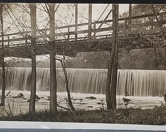 Scenic Postcard IL Blackberry Bridge Yorkville Illinois Walkway Over Dam