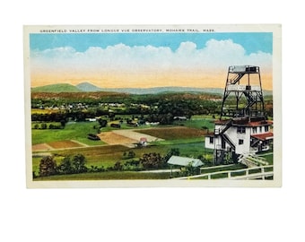 Vintage Mohawk Trail Postcard Greenfield Valley Observatory View Mass.