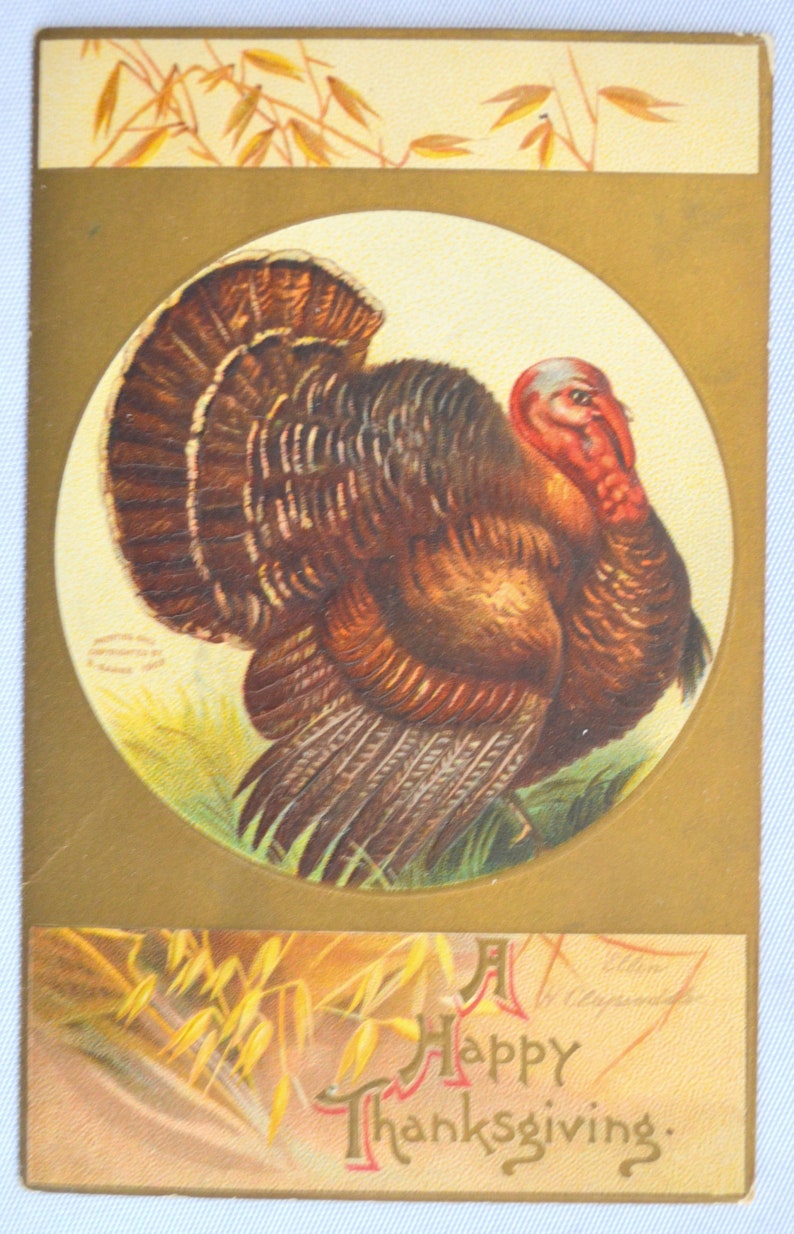 Thanksgiving Postcard Ellen Clapsaddle 51760 Turkey & Portrait - Etsy