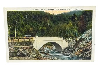 Vintage Mohawk Trail Postcard | Cold River Bridge Berkshire Hills MA
