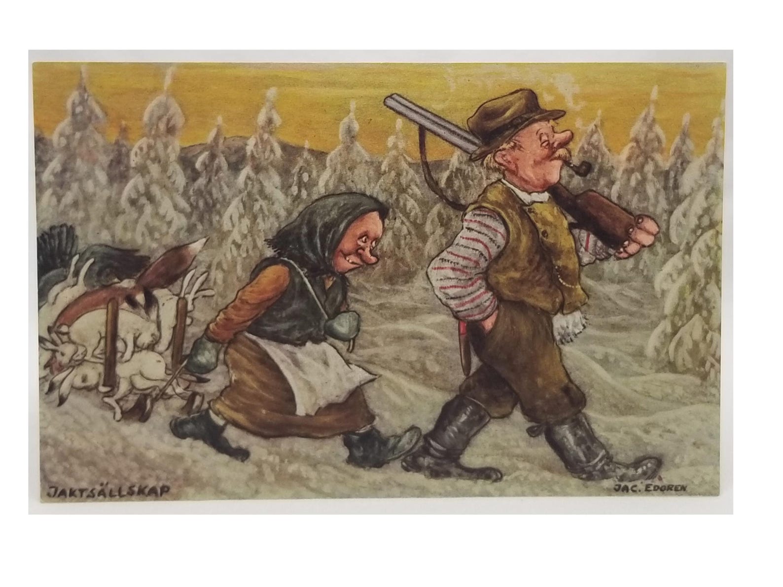 Edgren Humorous Postcard Artist Signed A/S Jac Edgren Happy Hunter - Etsy