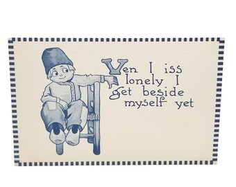 Dutch Boy Postcard Series 109, Vintage Illustrated Card, Blue & White Art, Bernhardt Wall
