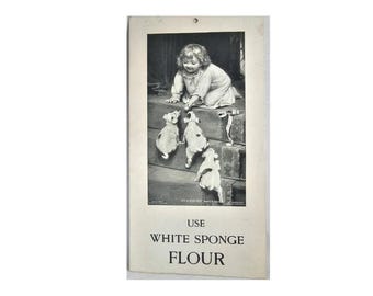 Advertising Trade Card White Sponge Flour Girl with Dogs