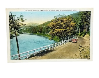 Vintage Mohawk Trail Postcard | Cold River Bridge Berkshire Hills MA