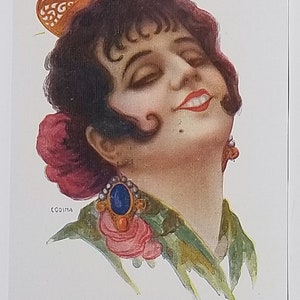 Spanish Beauty Postcard Coll Salieti Barcelona Spain Artist Signed Codina Lady with Celluloid Comb