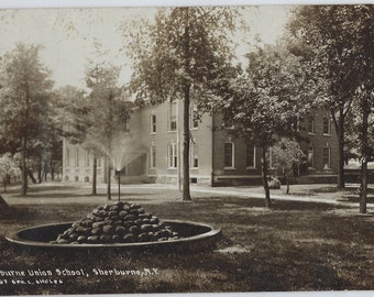 RPPC Real Photo Postcard Sherburne NY Union High School Located in Chenango County
