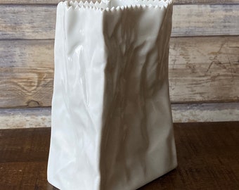 Lowered Price Vintage Tapio Wirkkala Rosenthal Porcelain Paper Bag Vase