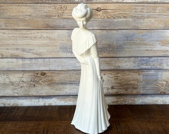 Vintage Royal Worcester White Bisque Porcelain Figurine of Victorian Lady Intricate Details Mint Condition