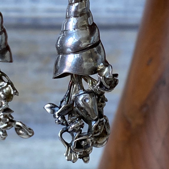 Vintage Artisan Solid Sterling Silver Pair of Dro… - image 6